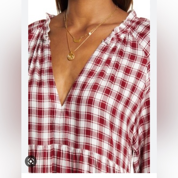 BB Dakota by Steve Madden Plaid to Be You Long Sleeve Babydoll Minidress - Picture 2 of 5